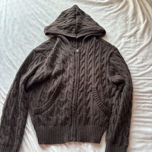 Men's Brown Cable Knit Sweater